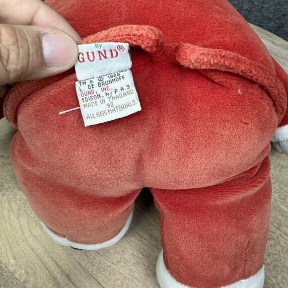 Babar‎ Elephant Stuffed Animal By Gund Plush Toy Red Suit 13" Polyester VTG 1988 - Picture 7 of 12